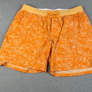 LULULEMON License to Train Linerless Short Mens XL Mango 7" Ember Radiate